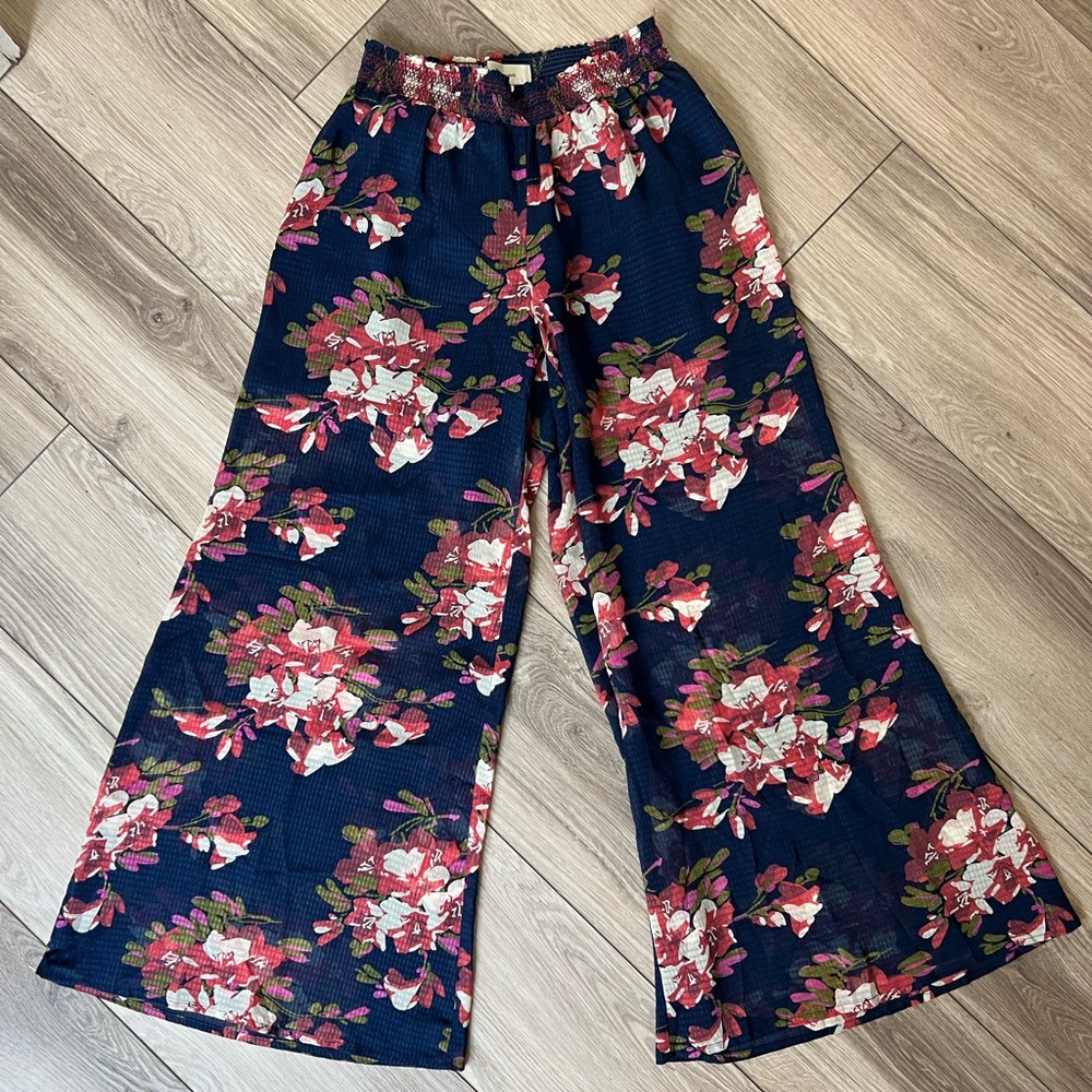 Anthropologie elevenses Fire-Lily Wide Leg Pants EUC Small
